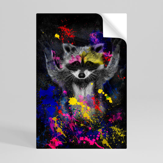 RACCOON ARTISTRY Poster verticale staccabile e attaccabile