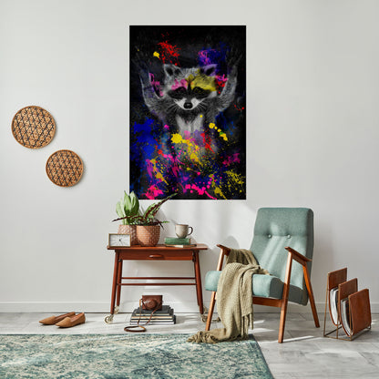 RACCOON ARTISTRY Poster verticale staccabile e attaccabile