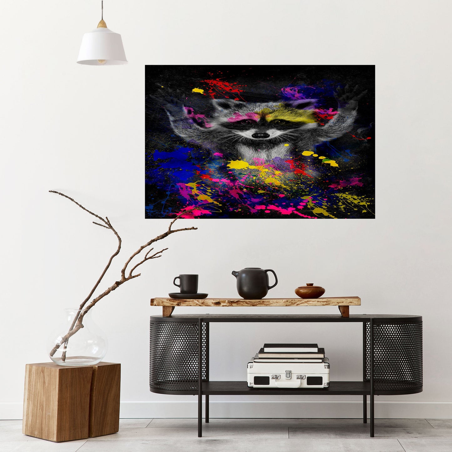 RACCOON ARTISTRY Poster orizzontale staccabile e attaccabile