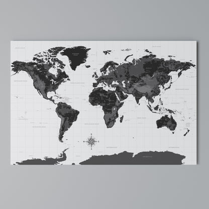 MONOCHROME EARTH MAP Stampa su tela orizzontale