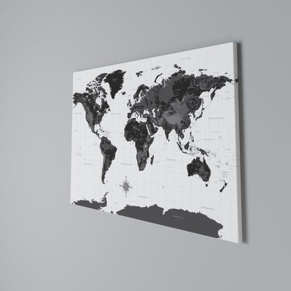 MONOCHROME EARTH MAP Stampa su tela orizzontale