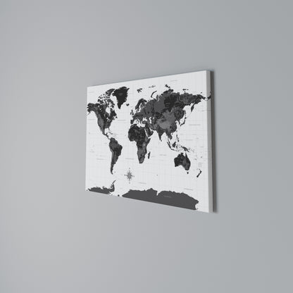 MONOCHROME EARTH MAP Stampa su tela orizzontale