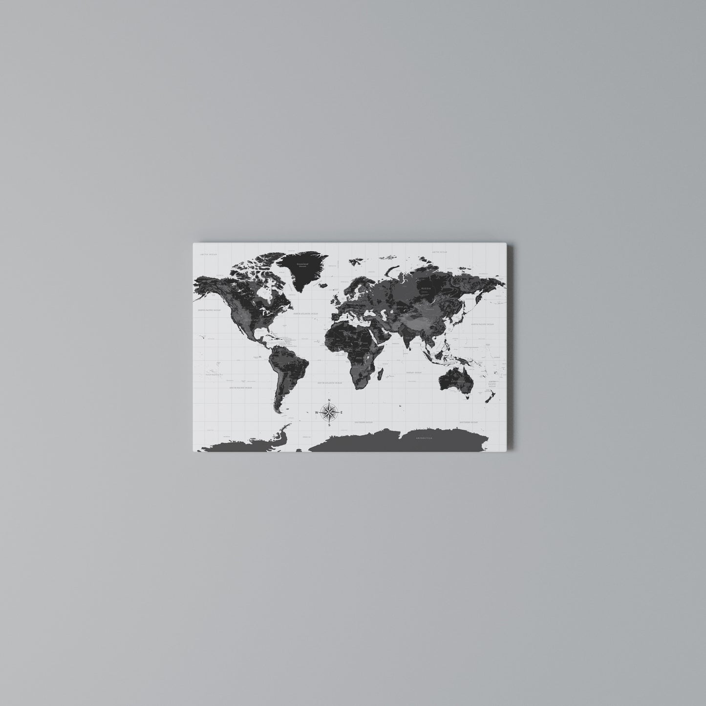 MONOCHROME EARTH MAP Stampa su tela orizzontale