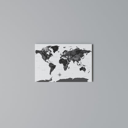 MONOCHROME EARTH MAP Stampa su tela orizzontale