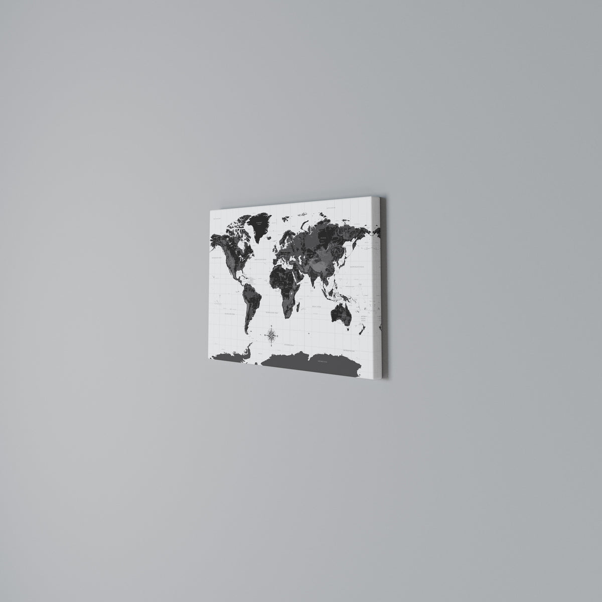 MONOCHROME EARTH MAP Stampa su tela orizzontale