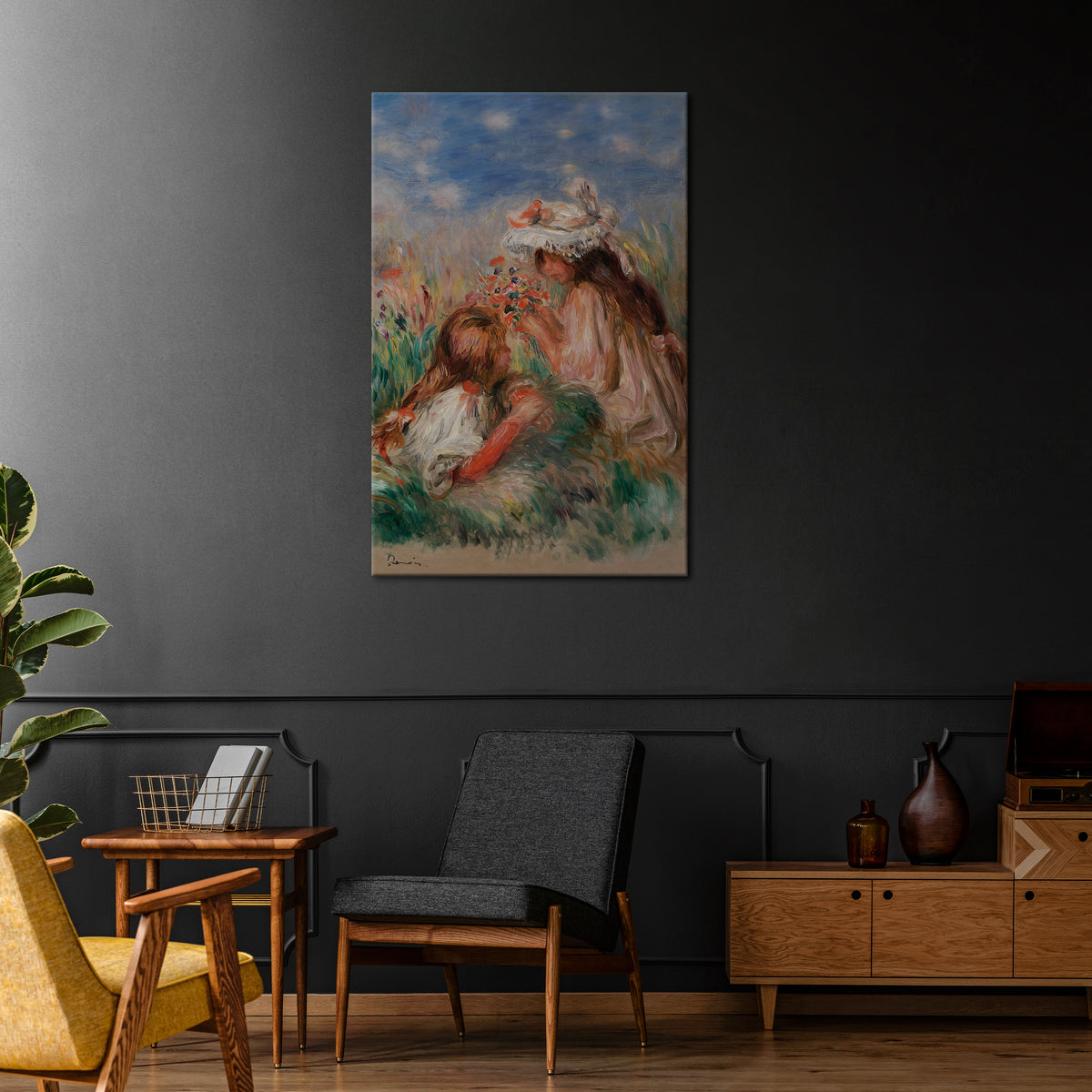 GIRLS IN THE GRASS Vertical Canvas Print