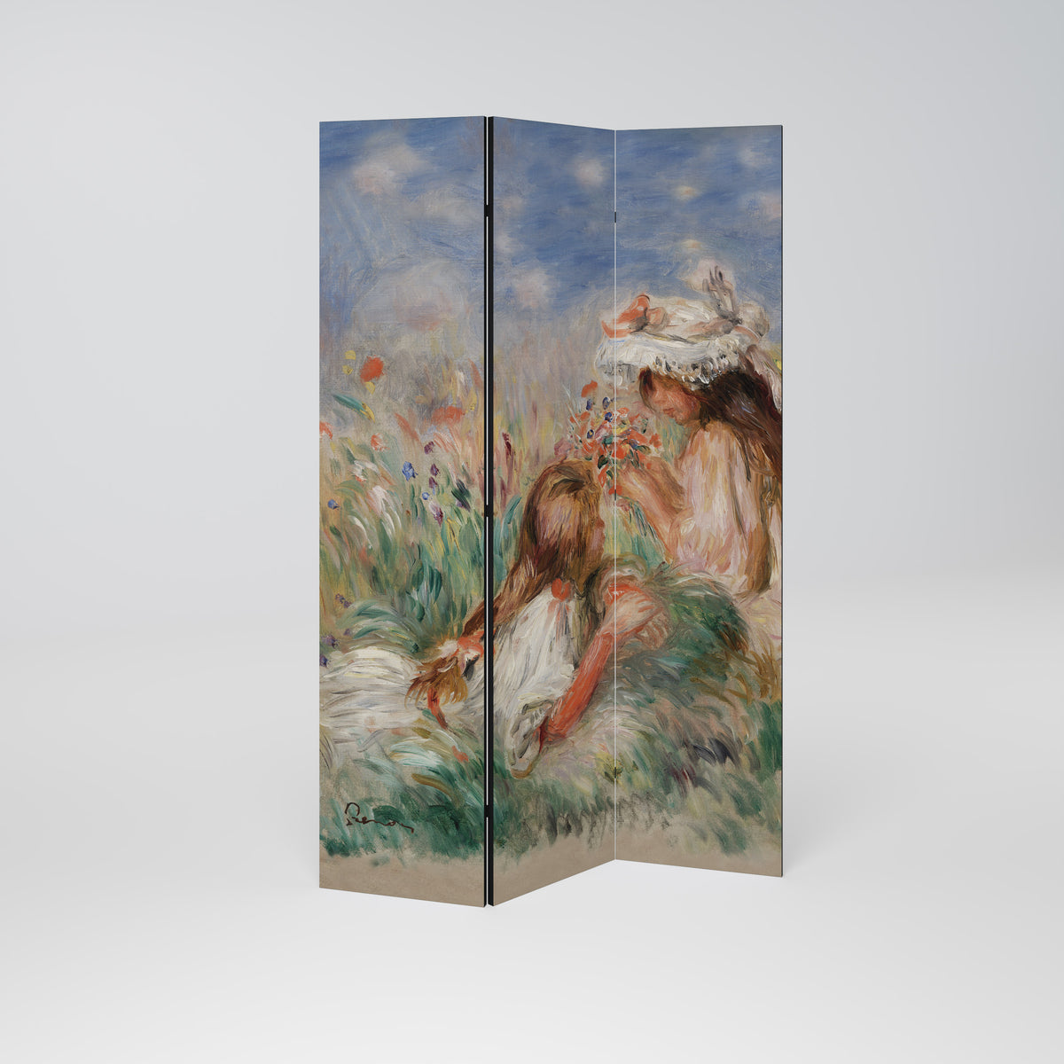 GIRLS IN THE GRASS Paravento Decorativo a 3 Pannelli