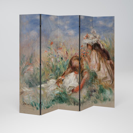 GIRLS IN THE GRASS - Divisorio decorativo per ambienti a 5 pannelli
