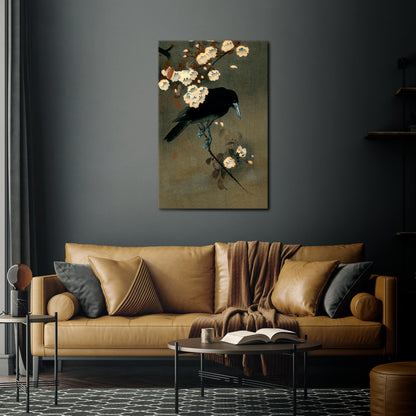 PETALS AND CROWS Vertical Canvas Print