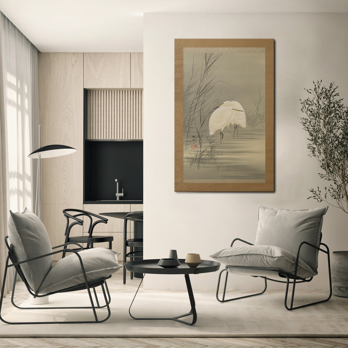 ZILVERREIGERS IN MOERAS Vertical Canvas Print
