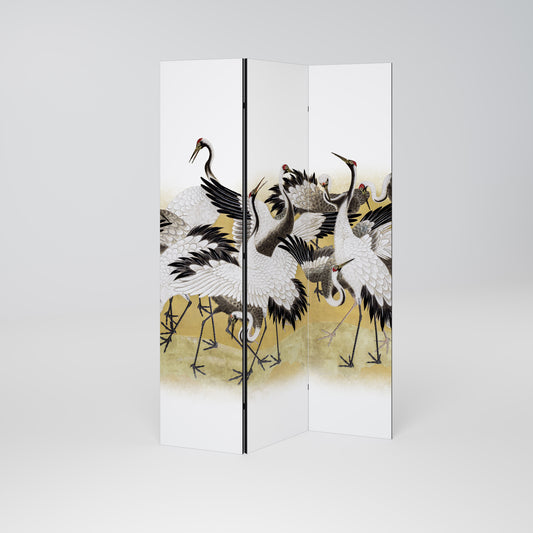 Paravento decorativo a 3 pannelli JAPANESE FLOCK OF CRANES