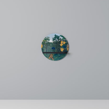 THE REPAST OF THE LION Round Art Shelf In Black Finish