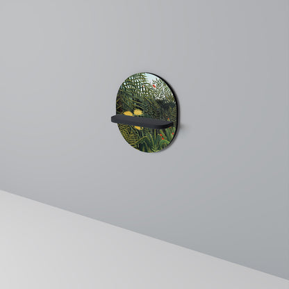 VIRGIN FOREST WITH SUNSET Oval Art Shelf In Black Finish
