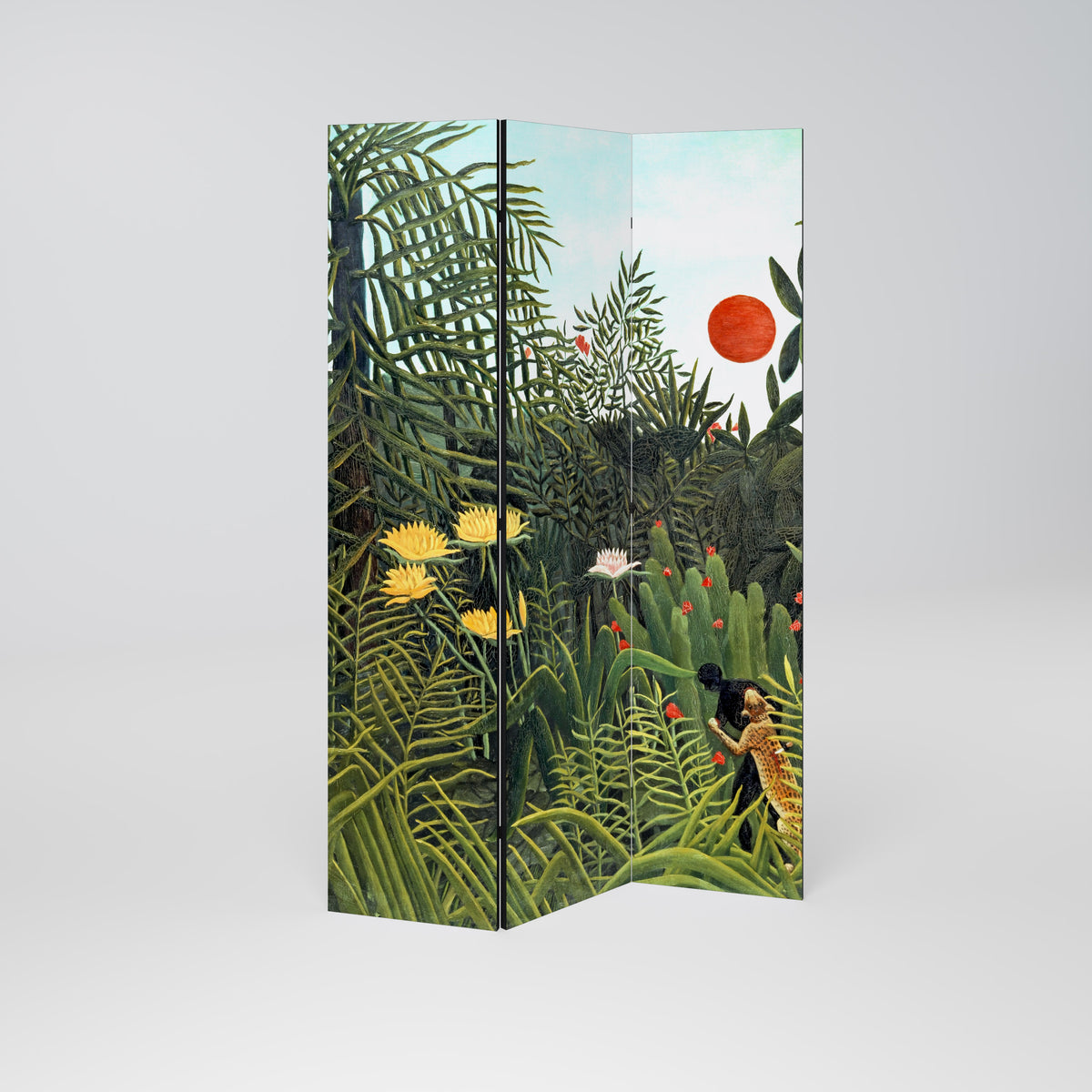 VIRGIN FOREST WITH SUNSET Paravento Decorativo a 3 Pannelli