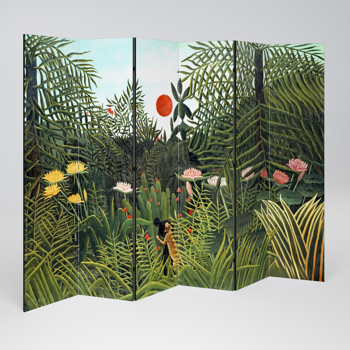 VIRGIN FOREST WITH SUNSET Decorative 6-Panel Room Divider
