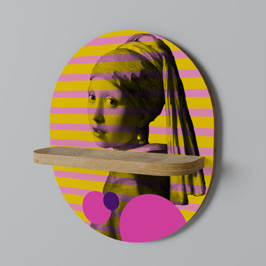HER WITH A PEARL Mensola ovale per opere d'arte in effetto rovere
