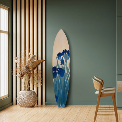 BLUE FLORAL RIDE Decorative Plywood Surfboard