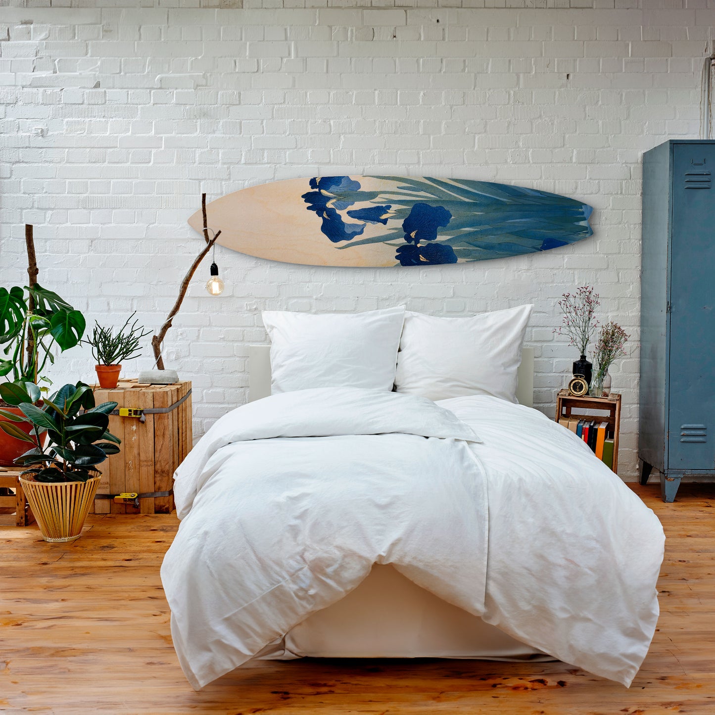 BLUE FLORAL RIDE Decorative Plywood Surfboard