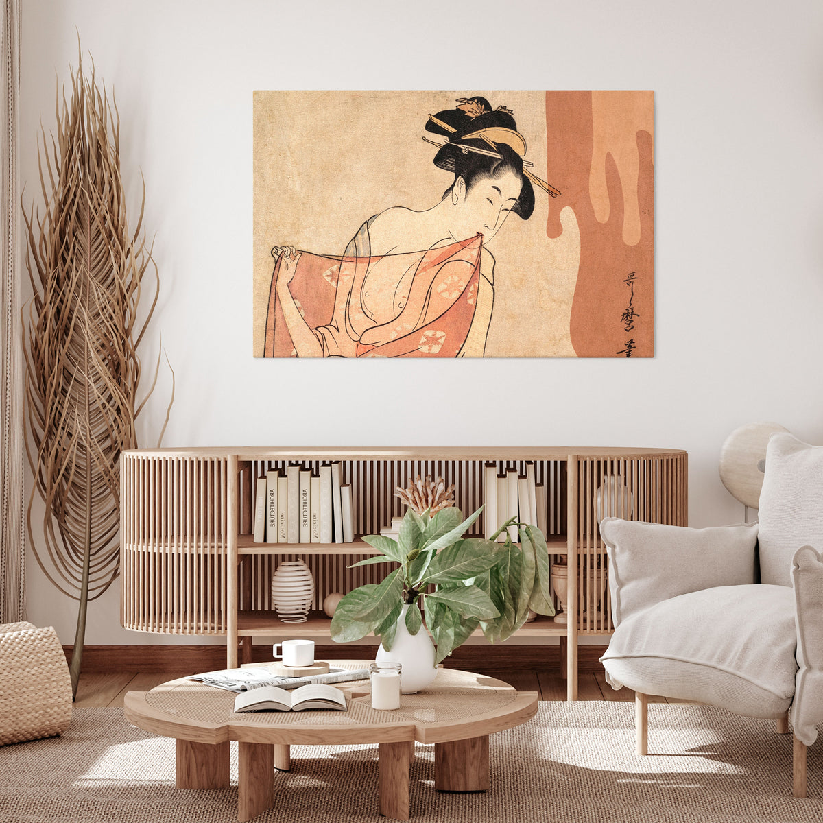 WOMAN, CAT AND EXTRA BROWN Stampa su tela orizzontale