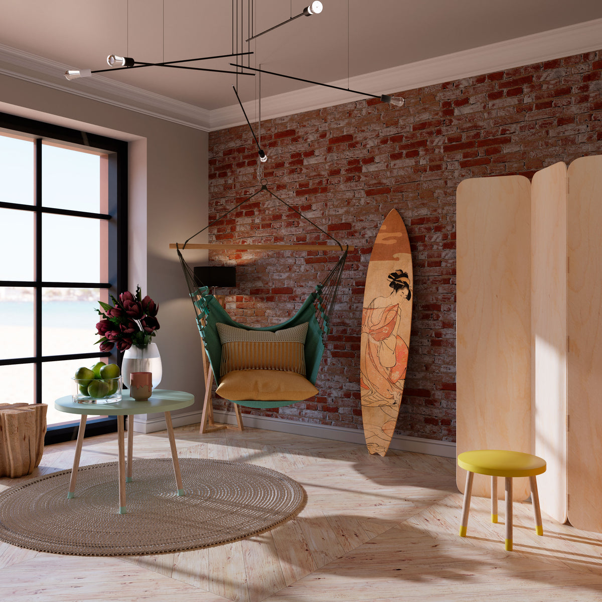 WOMAN, CAT AND EXTRA BROWN Surfboard Decorative Panel