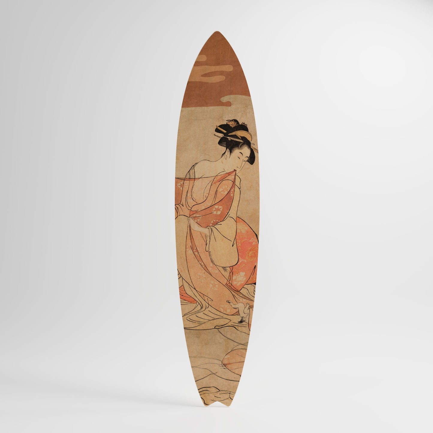 WOMAN, CAT AND EXTRA BROWN Decorative Plywood Surfboard