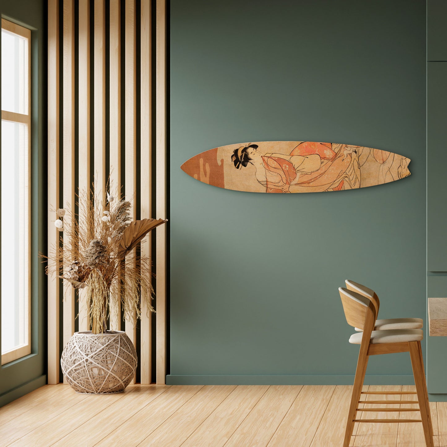 WOMAN, CAT AND EXTRA BROWN Decorative Plywood Surfboard