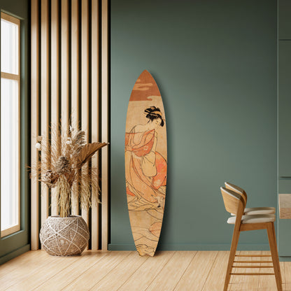 WOMAN, CAT AND EXTRA BROWN Decorative Plywood Surfboard