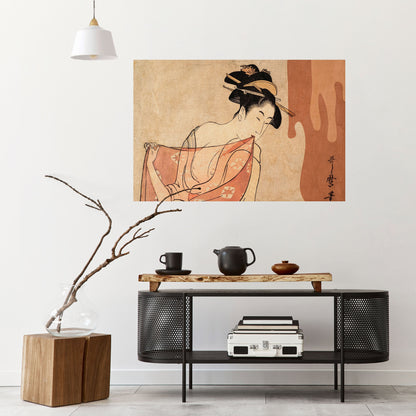 Poster orizzontale staccabile e attaccabile DONNA, GATTO E MARRONE EXTRA