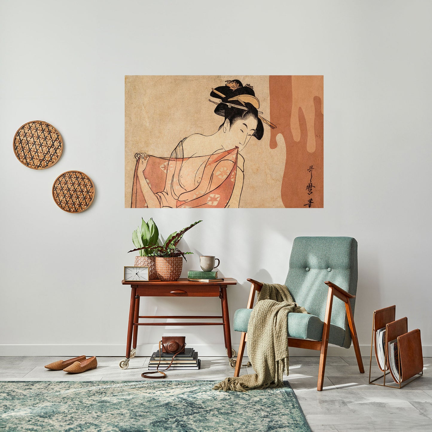 Poster orizzontale staccabile e attaccabile DONNA, GATTO E MARRONE EXTRA