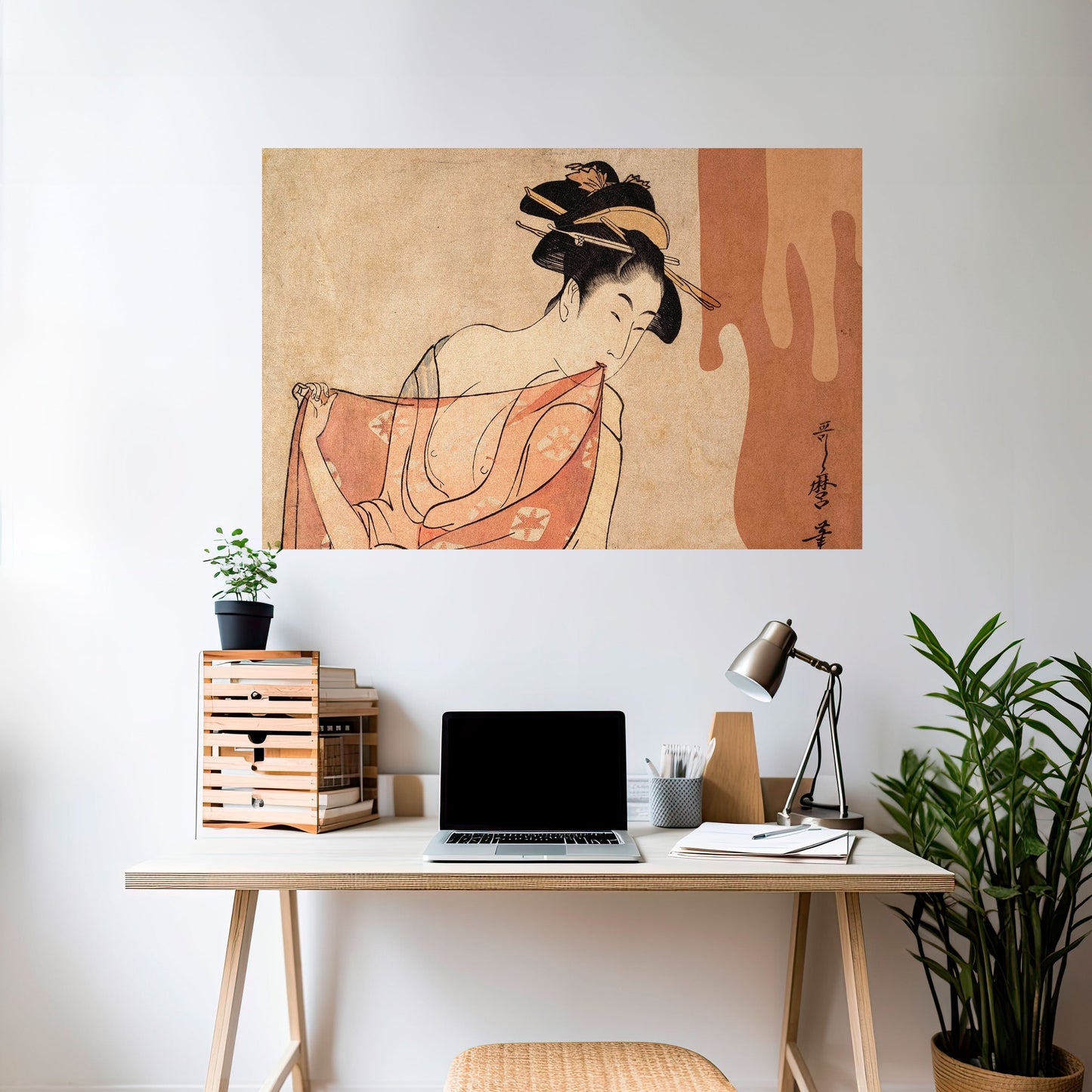 Poster orizzontale staccabile e attaccabile DONNA, GATTO E MARRONE EXTRA