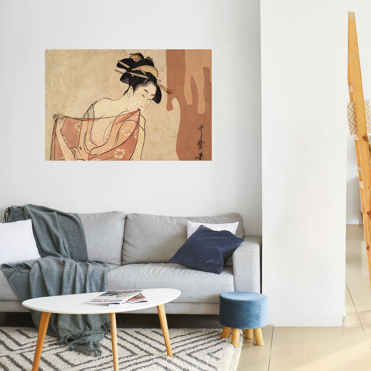 Poster orizzontale staccabile e attaccabile DONNA, GATTO E MARRONE EXTRA
