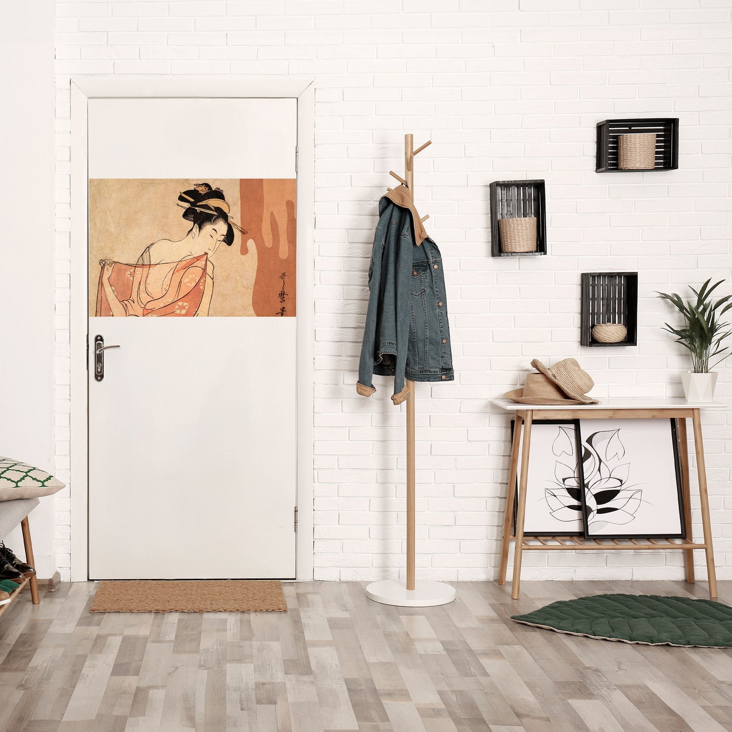 Poster orizzontale staccabile e attaccabile DONNA, GATTO E MARRONE EXTRA