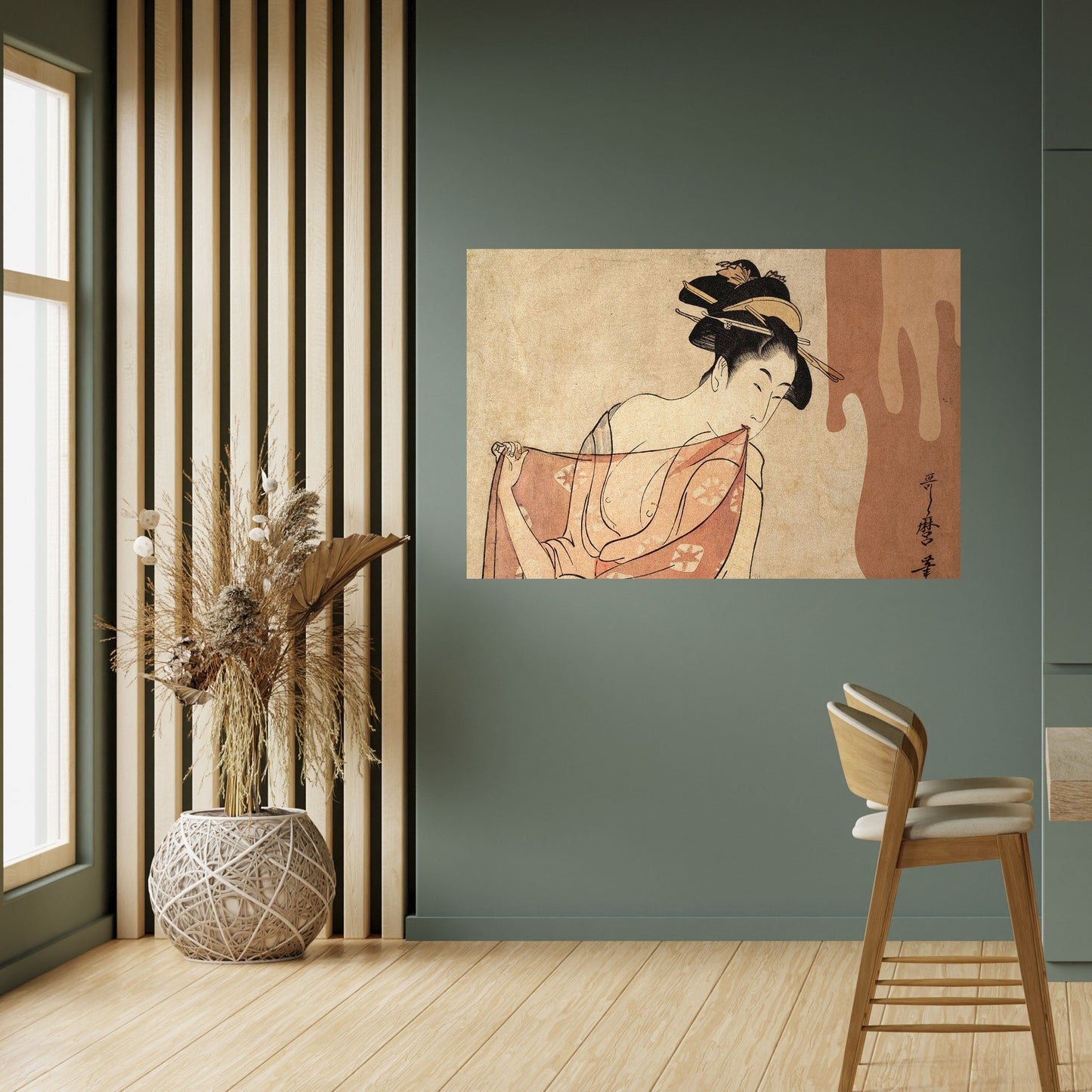 Poster orizzontale staccabile e attaccabile DONNA, GATTO E MARRONE EXTRA