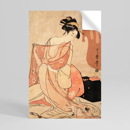 Poster verticale staccabile e attaccabile DONNA, GATTO E MARRONE EXTRA