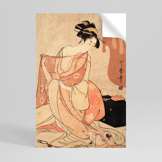 Poster verticale staccabile e attaccabile DONNA, GATTO E MARRONE EXTRA