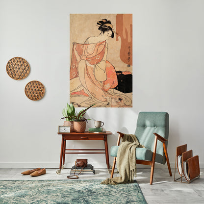 Poster verticale staccabile e attaccabile DONNA, GATTO E MARRONE EXTRA