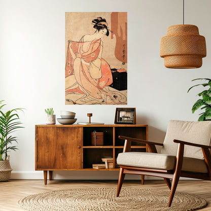 Poster verticale staccabile e attaccabile DONNA, GATTO E MARRONE EXTRA