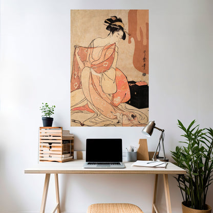 Poster verticale staccabile e attaccabile DONNA, GATTO E MARRONE EXTRA