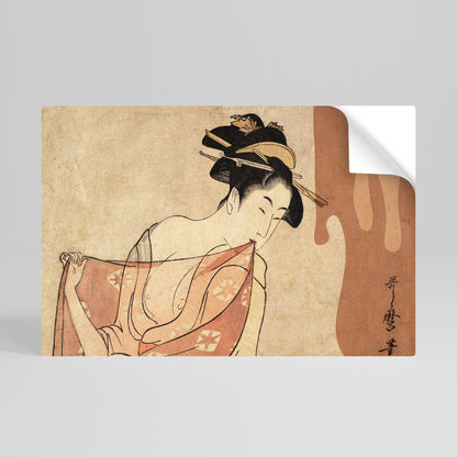 Poster orizzontale staccabile e attaccabile DONNA, GATTO E MARRONE EXTRA