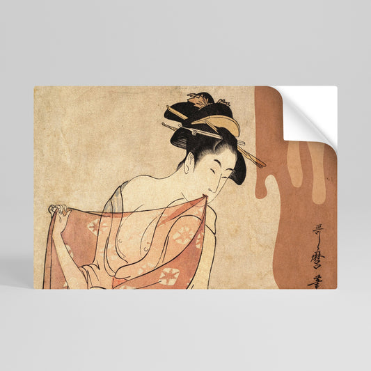 Poster orizzontale staccabile e attaccabile DONNA, GATTO E MARRONE EXTRA