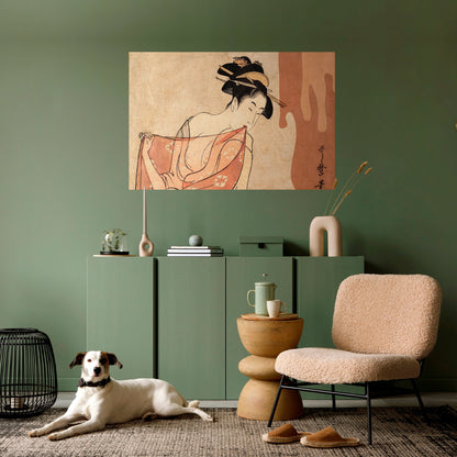 Poster orizzontale staccabile e attaccabile DONNA, GATTO E MARRONE EXTRA