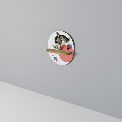 BUBBLE CAT SKETCH Mensola ovale per arte in effetto rovere