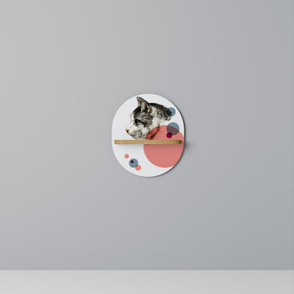 BUBBLE CAT SKETCH Mensola ovale per arte in effetto rovere