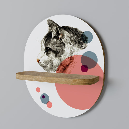 BUBBLE CAT SKETCH Mensola ovale per arte in effetto rovere