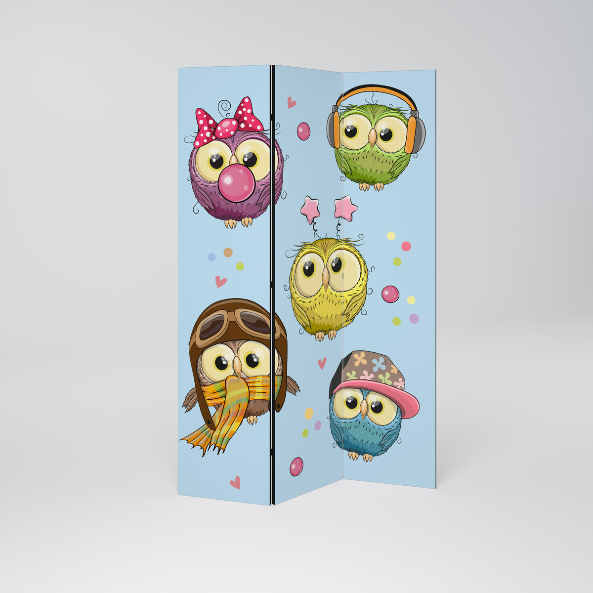 OWLY SQUAD Paravento Decorativo a 3 Pannelli