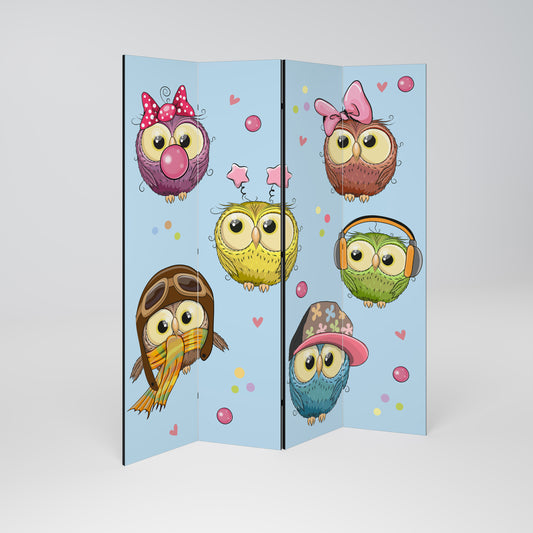 OWLY SQUAD Divisorio decorativo per ambienti a 4 pannelli