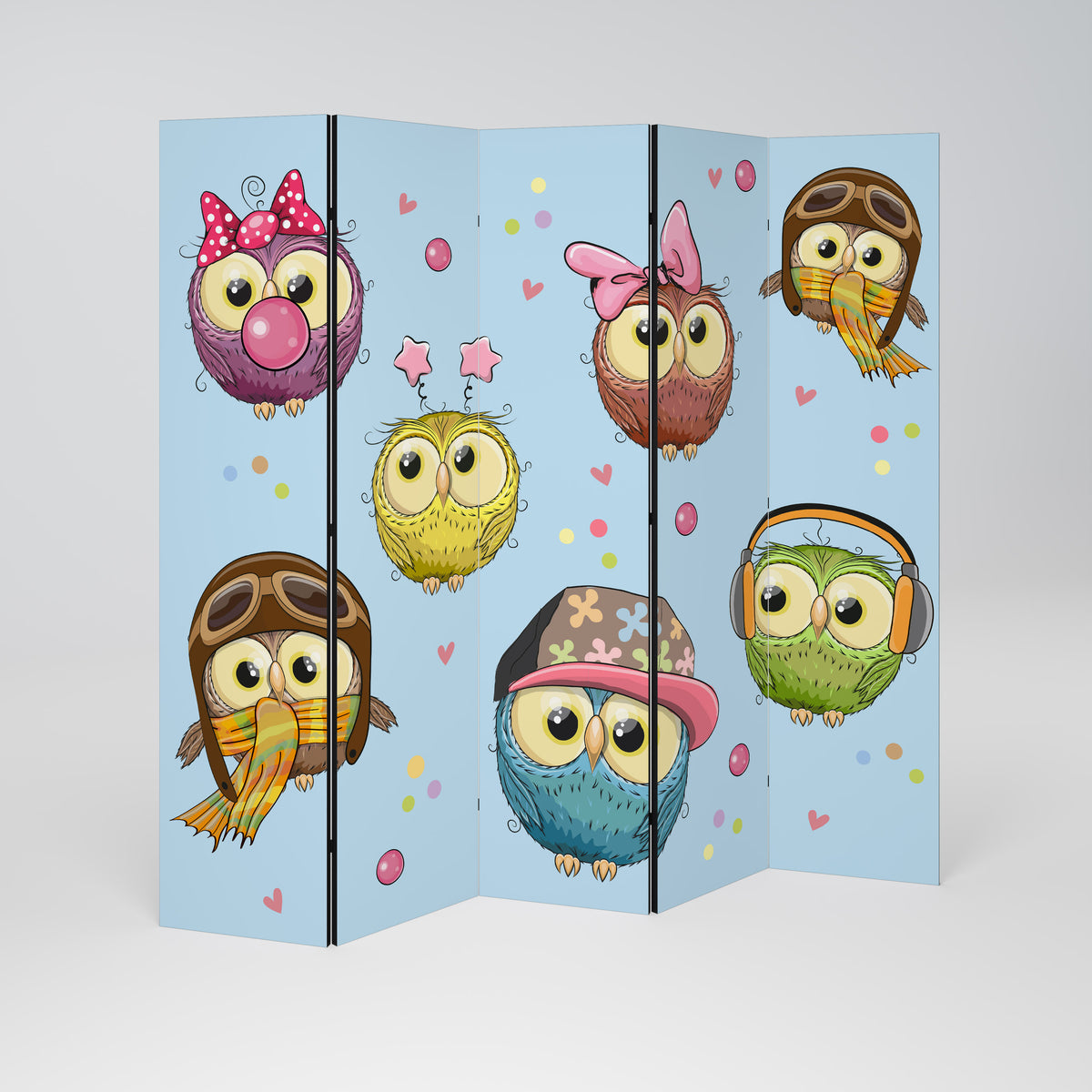 OWLY SQUAD Paravento Decorativo a 5 Pannelli