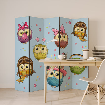 OWLY SQUAD Divisorio decorativo per ambienti a 5 pannelli