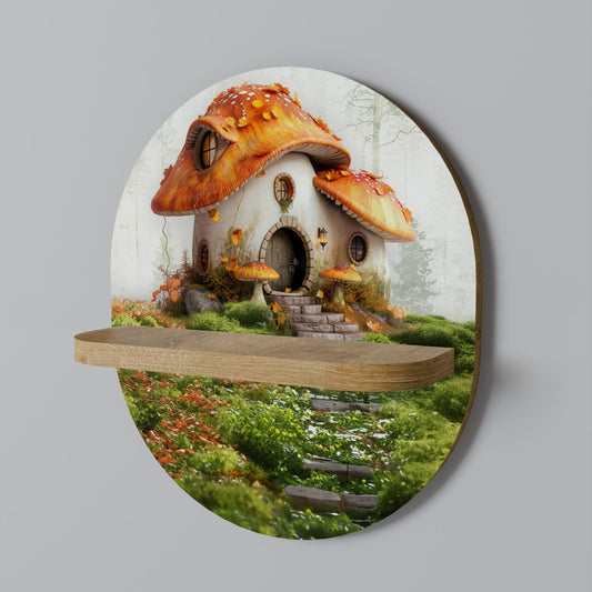 MYSTIC TOADSTOOL Mensola ovale per opere d'arte in effetto rovere