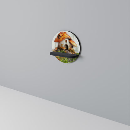 MYSTIC TOADSTOOL Round Art Shelf In Black Finish